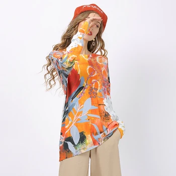 

Fall Spring Casual Print Sweater Tops Women's Clothing Knitted Pullover Outerwear Loose Plus Size Sweaters Pull Femme TA6325