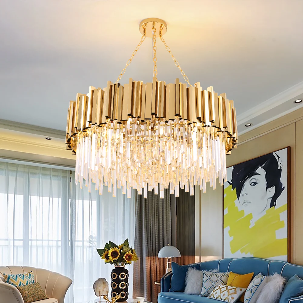 Gold Modern Crystal Chandelier Kitchen Island Dining Living Room Home