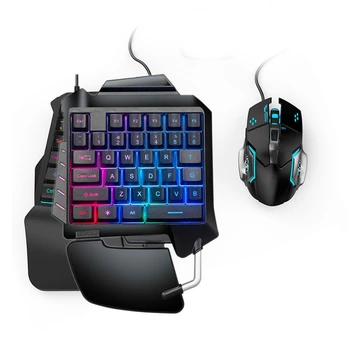 

One-Handed Keyboard RGB Gaming Mouse + Gaming Keyboard Kit 35 Keys LED Left Hand Mini Keypad for Mobile Game