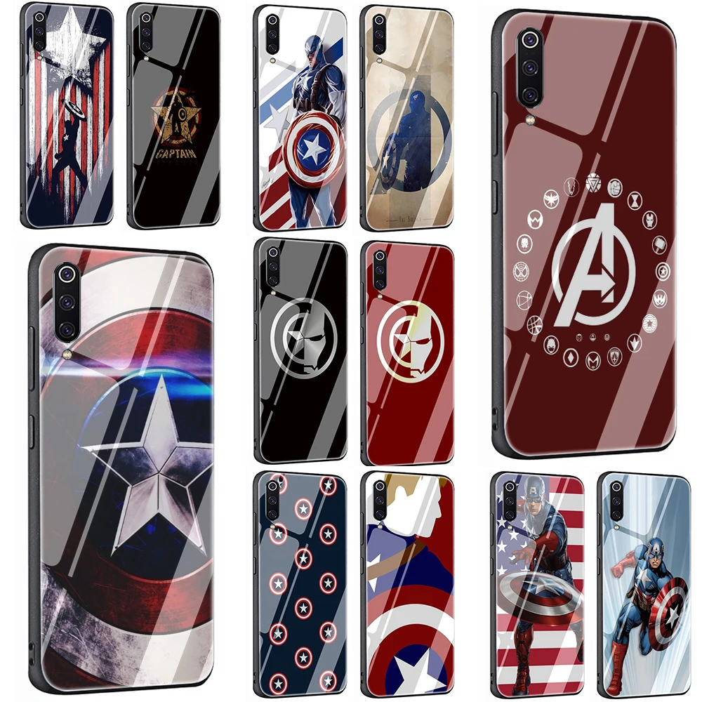 Чехол для телефона с закаленным стеклом Marvel супергерой Капитан Америка Xiaomi Mi 8 9 A1
