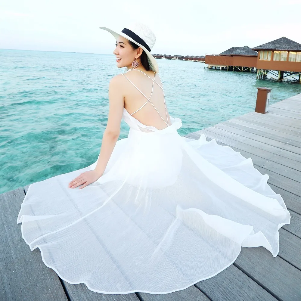Женское летнее платье с открытой спиной праздничное в стиле бохо vestidos de playa