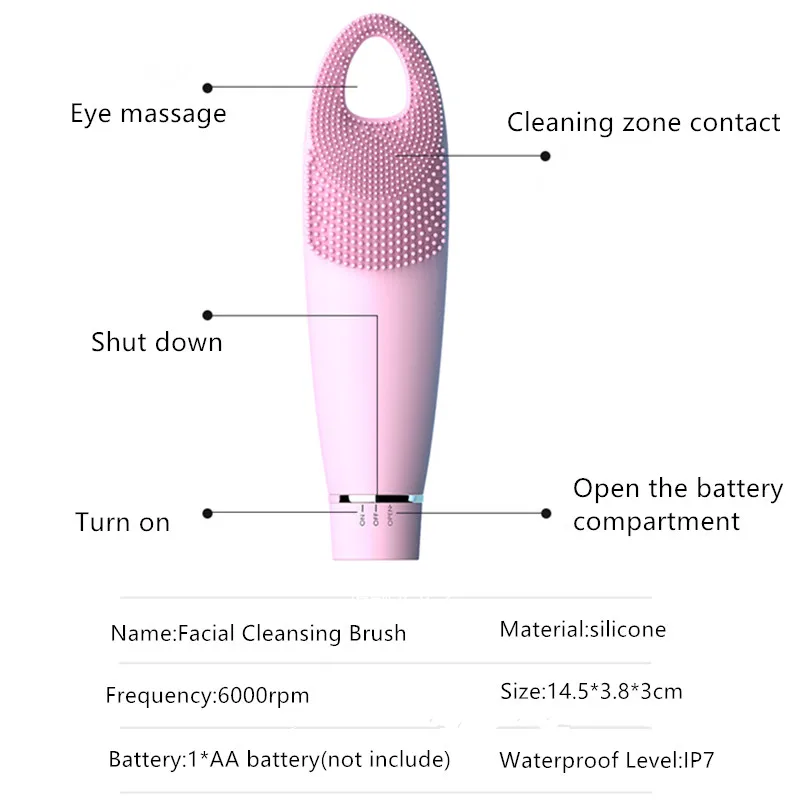 Электрическая Водонепроницаемая Очищающая щетка для лица, устройства для мытья лица, инструмент для удаления черных точек, уход за кожей 40#810