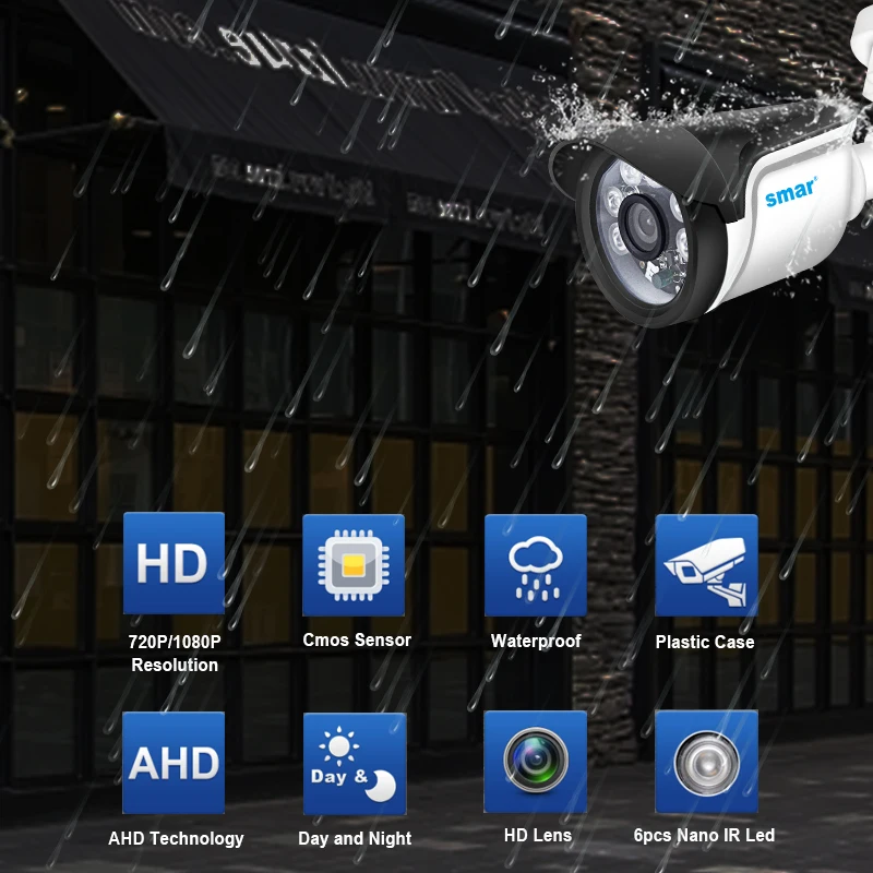 Smar 720P 1080P AHD DVR аналоговый Высокое разрешение наблюдения инфракрасный Камера 2MP CCTV