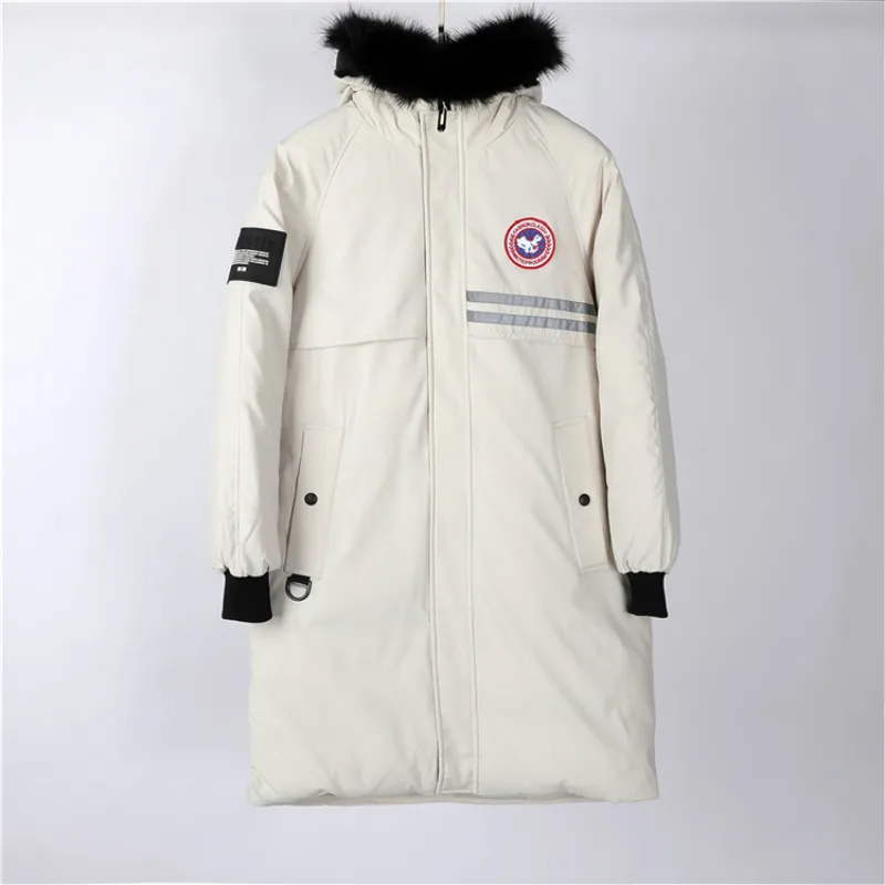 YASUGUOJI, новинка, зимняя куртка, мужские парки, длинное пальто, модное, с накладным мехом, с капюшоном, дутая куртка, с хлопковой подкладкой, плотное теплое пальто