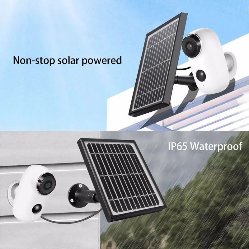 3WiFi IP Security Camera 1080p Rechargeable Outdoor Battery Powered Solar Panel C