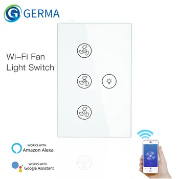 

WiFi Smart Ceiling Fan Light Wall Switch Smart Life/Tuya APP Remote Various Speed Control Compatible with Alexa and Google Home