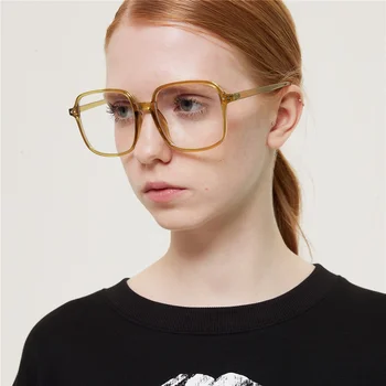 

2020 New Vintage Fashion Anti-blue Light Computer Glasses Office Optical Glasses Women Frame Gold Plated Big Transparent Frames