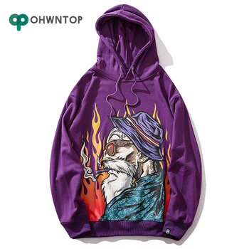

Fashion Men Hip Hop Hoodie Sweatshirt Streetwear Harajuku Japanese Old Man Hoodie Pullover Fire Flame Sweat Shirt Autumn Cotton