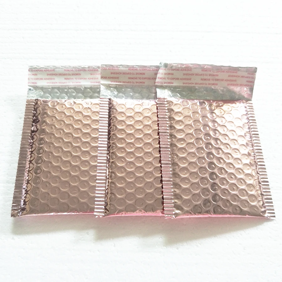 로즈 골드 버블 봉투, 우편물 패딩 배송 봉투, 버블 우편물 알루미늄 호일 버블 백, 11x13cm, 50 개