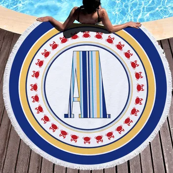 

Printed letters Blanket Women Bath Towel for Beach Thick Round 3d print Fabric Quick Compressed Towel new style-12