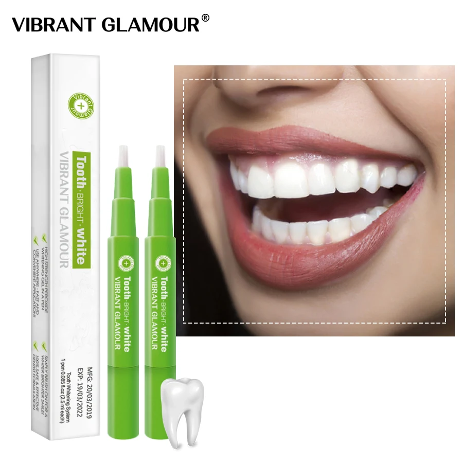 

VIBRANT GLAMOUR 2Pcs Teeth Whitening Pen Cleaning Serum Remove Plaque Stains Oral Hygiene Tooth Gel Whitenning Tool Tooth Care