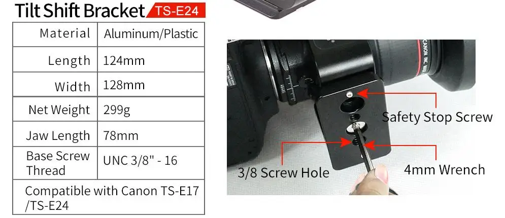 SUNWAYFOTO Canon TS-E17/TS-E24 поворотный кронштейн для объектива легко Переключающийся бесшовный сшивание TS-E24