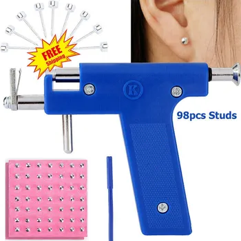 

Ear Nose Body Navel Piercing Gun With Ears Studs Tool Disposable Sterile Ear Piercing Tool Kit with 98pcs Ear Studs Jewelry Tool