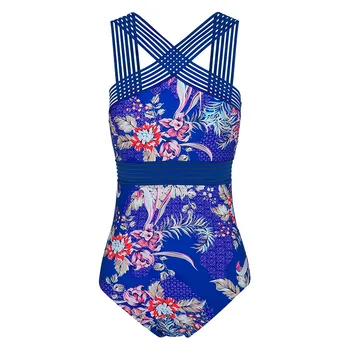 

2019 Sexy One Piece Swimsuit Hollow Out Swimwear Women Monokini Print Bodysuit Bandage Brazilian Vintage Bathing Suit Beach Wear