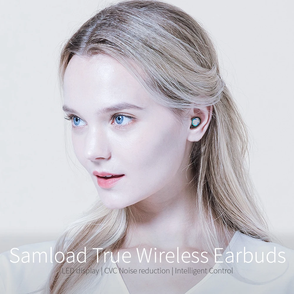 Samload Bluetooth 5,0 наушники вкладыши настоящие беспроводные наушники Автоматическое Сопряжение с микрофоном шумоподавление добавить зарядную коробку