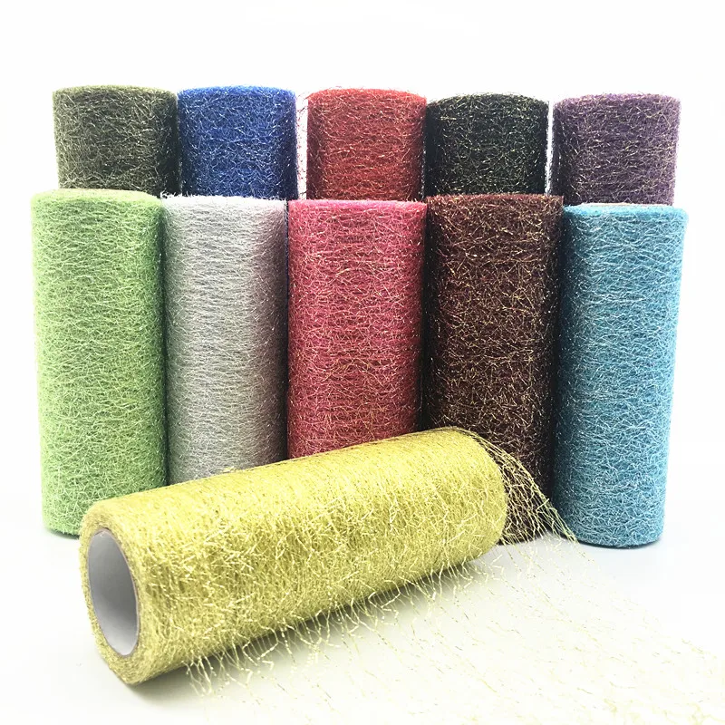 

9.2m/roll Organza Tulle Roll Spool Fabric Ribbon DIY Tutu Skirt Gift Craft Party Chair Sash Wedding Party Decoration Silver Gold