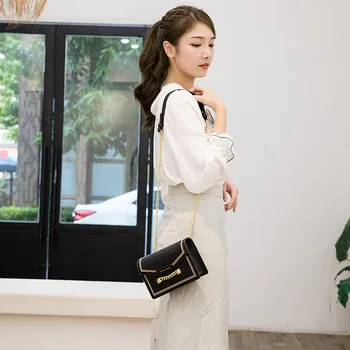 

2019 New Women's Shoulder Bags High Quality PU Flip Flap Messenger Chain Small Square Bag hand bags
