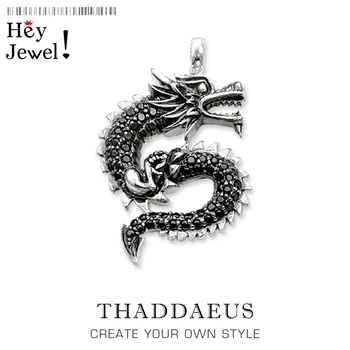 

Pendant Black CZ Dragon Long,2019 Brand Vintage Jewelry Europe Bijoux Accessories 925 Sterling Silver Gift For Woman Men