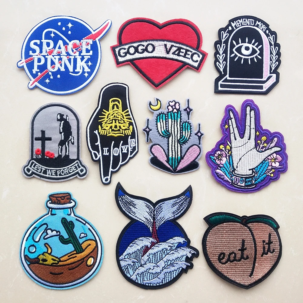 Buy Space Embroidery Applique Iron On Patches For Clothing Badge Finger  Love Embroidered Sticker On Backpack Clothes Jacket Patch Online - 360  Digitizing - Embroidery Designs