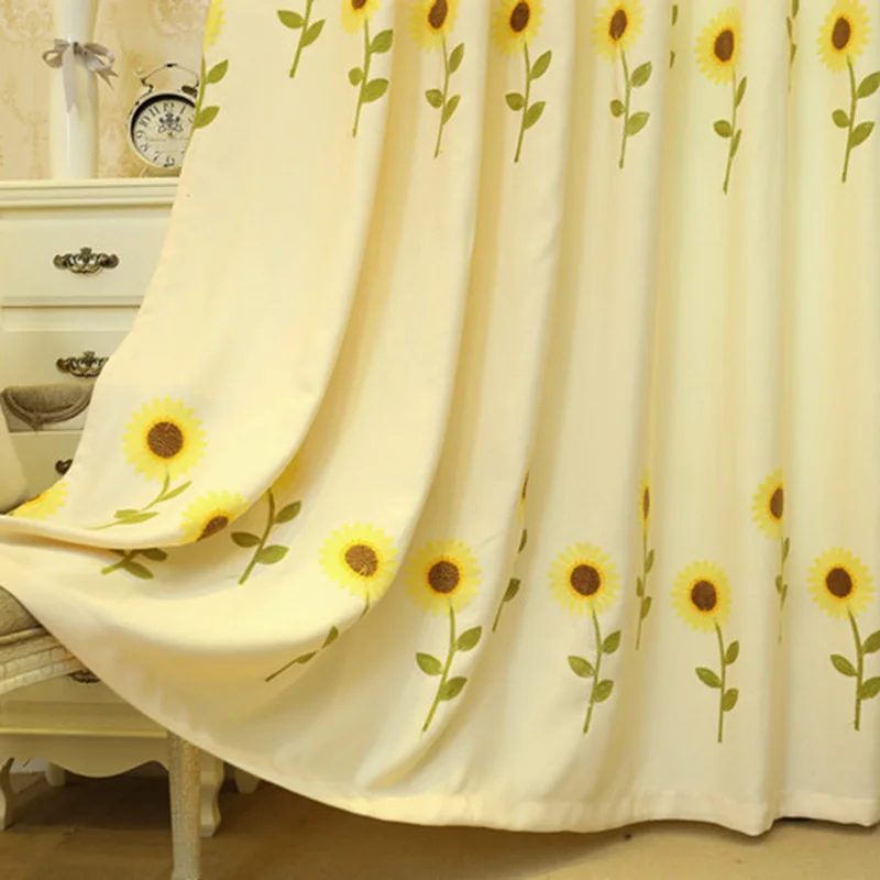 Fabric Curtain Тюлевые занавески с вышивкой в виде подсолнуха для детской комнаты, милые занавески для мальчиков и девочек, желтые занавески на окна, вуаль, WP186#40 - Цвет: Fabric Curtain