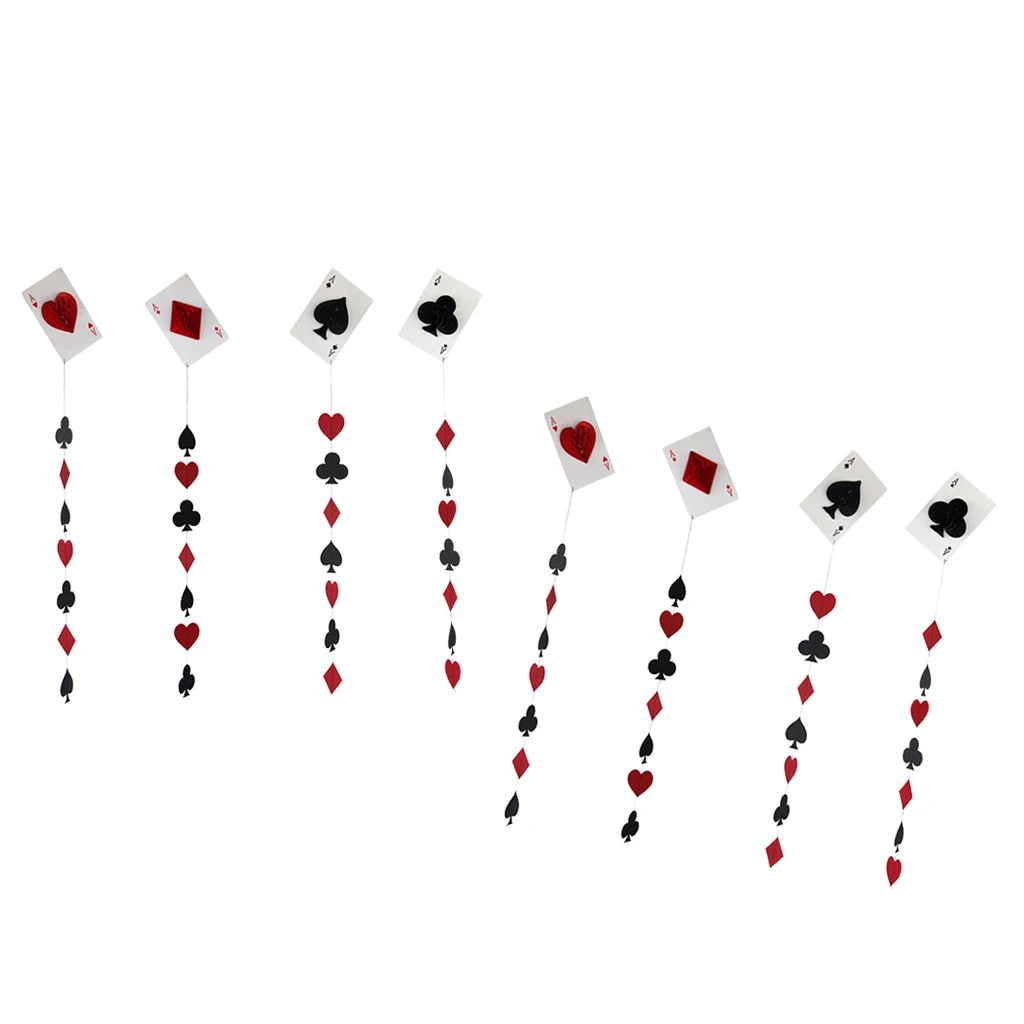 Set of 8 Playing Card Paper Garland - Casino Night - Poker Night - Diamonds Hearts Clubs Spades Photo Backdrop