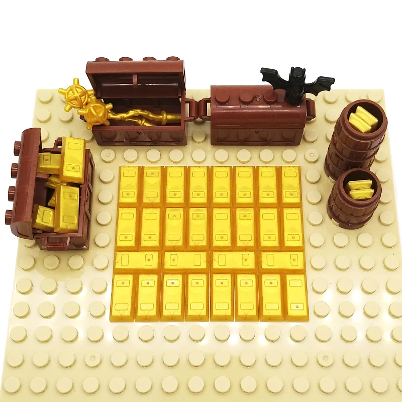 MOC Building Block Figure Accessories Golden Brick Treasure Box Barrel Boat Parts Prop Kids Toys | Игрушки и хобби