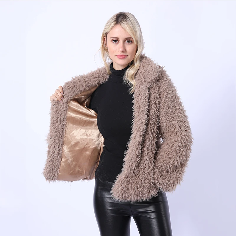 Fhilinucurly куртка из искусственного меха ягненка, пальто для женщин, отложным воротником, фоллиар, меховой жилет из искусственного меха для леди, пушистые куртки, верхняя одежда