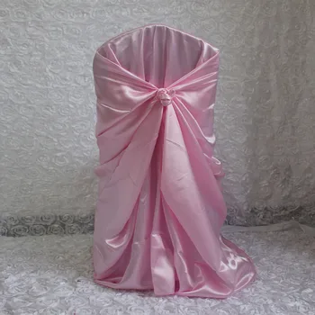 

50PCS Pink Satin Chair Cover For Wedding Restaurant Banquet Home Party Dinner Chair Decoration