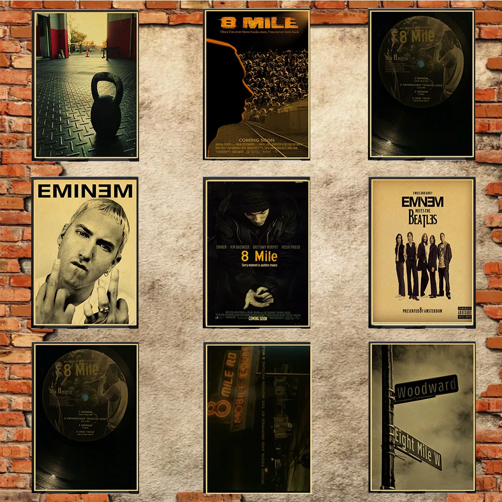 Винтажный постер Eminem The Slim Shady LP 8 Mile A rap singer Bar House Cafe Art Decoration Kraft music Poster Настенная