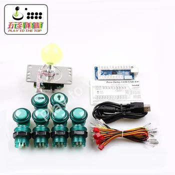 

LED Arcade DIY Parts 1x Zero Delay USB Encoder + 1x 8 Way Joystick + 10x LED Illuminated Push Buttons for Mame Jamma Arcade Proj