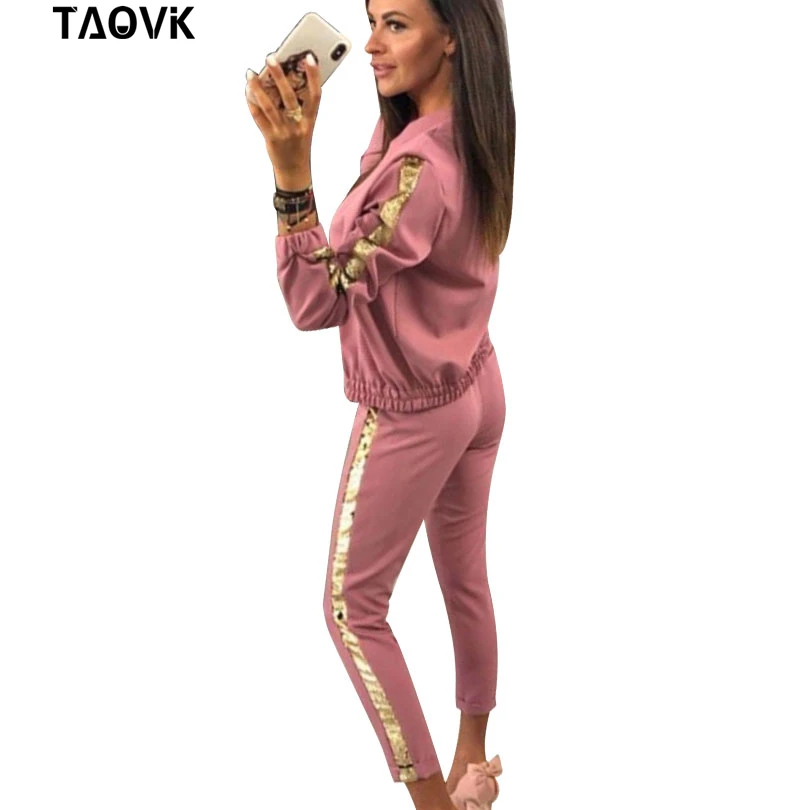 Женский спортивный костюм из 2 предметов TAOVK весенний хлопковый на молнии с