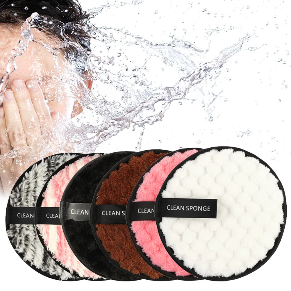 6 шт. Круглый Портативный многоразовый двусторонний Коврик для чистки лица порошок слоеный микрофибра компрессионный уход за кожей удаляет макияж инструмент
