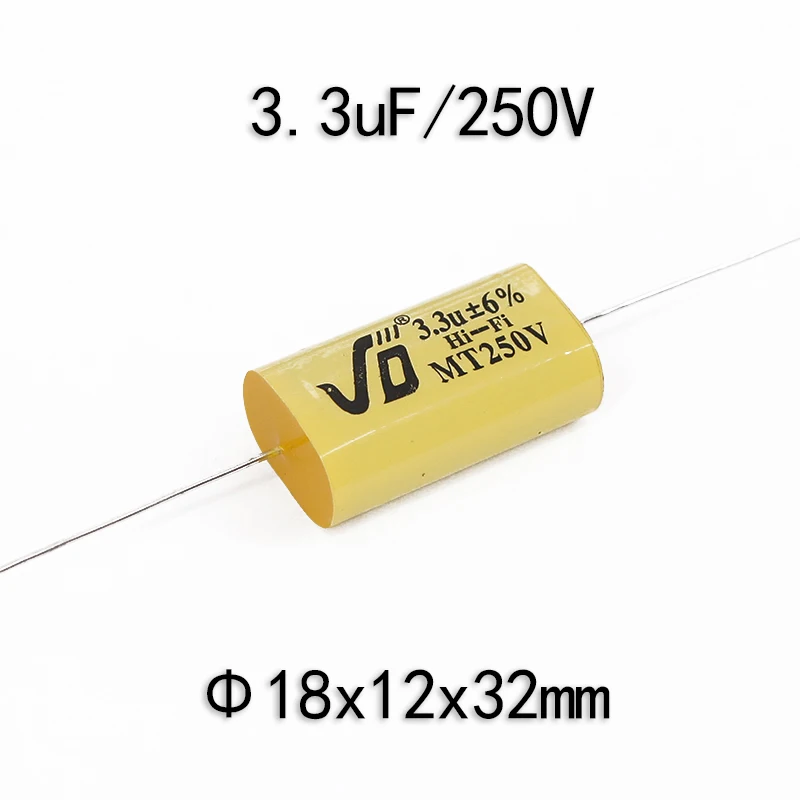 1pcs Divider Poleless Capacitance Polybine Capacitance Axial Audio Capacitance High Speaker Capacitance 250V3.3uF