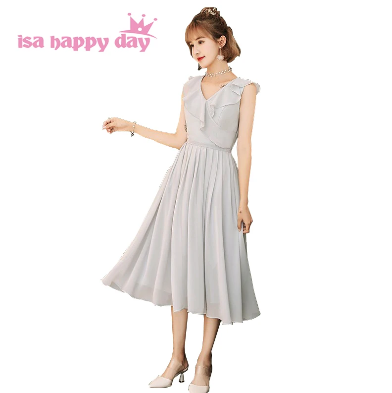Vestidos formales vestido de renda, шифоновое праздничное платье, Короткие вечерние элегантные вечерние платья с v-образным вырезом, серые платья W4319