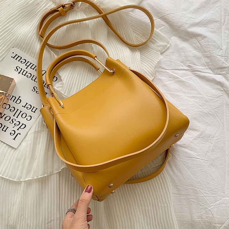 Women New Pure Color Simple Clipped Single Shoulder Bag Handbag Inclinedshoulder Bag