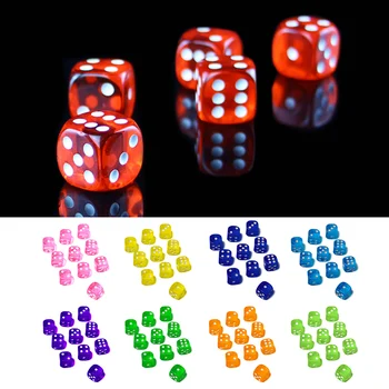 

10pcs 16/14mm Clear Colorful Dice Transparent Dices for Board Game Bar Gambling Playing Game Club Party Accessories