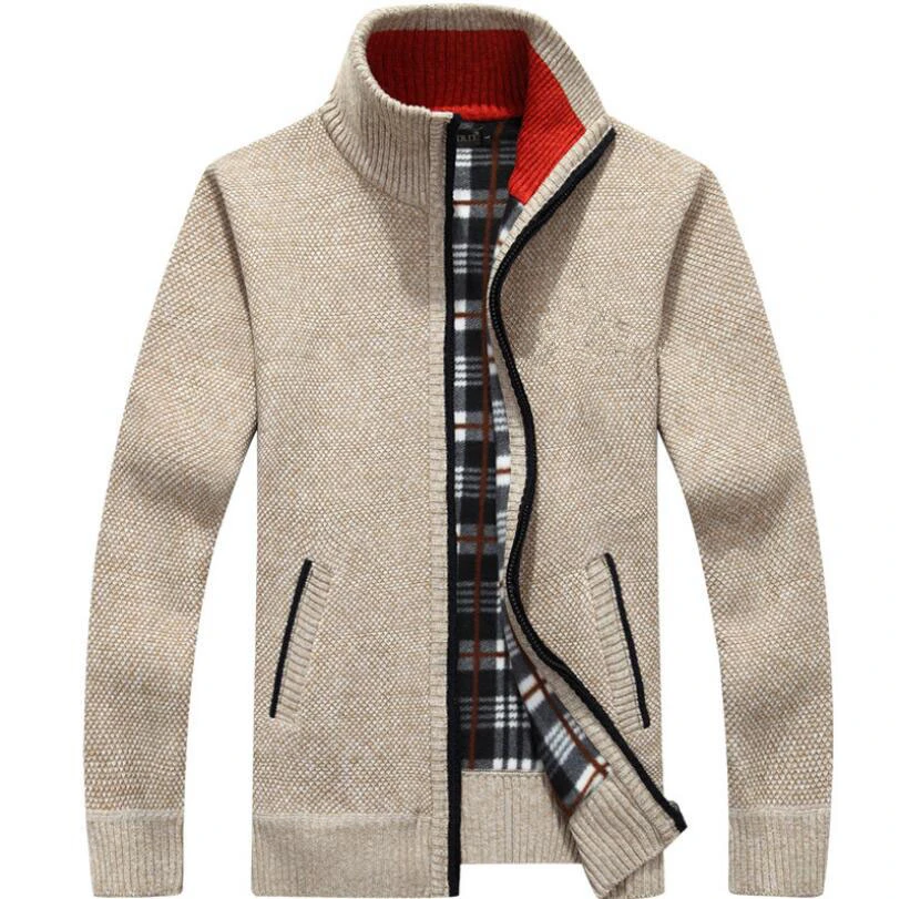 Осенний и зимний свитер, мужские свитера, мужские толстые пальто из искусственного меха, шерстяной мужской свитер, куртки на молнии, вязаная одежда