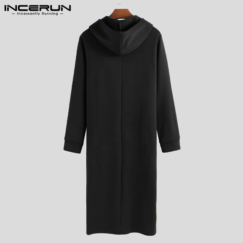 INCERUN/мужские толстовки с капюшоном, пуловеры, толстовки с длинными рукавами, повседневные теплые толстовки с капюшоном, удлиненная уличная одежда, бренд Sudadera Hombre 5XL