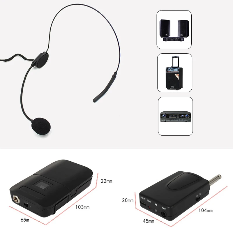 Многофункциональный 2 канала на головке UHF Беспроводной микрофон Системы микрофонный приемник передатчик светодиодный Дисплей для циклическая запись речи