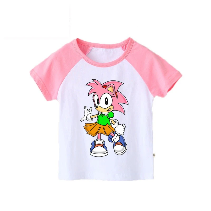 Темно-серый Соник amy rose, забавная белая футболка из хлопка, детские летние топы с круглым вырезом, Детская футболка с рисунком, одежда для малышей - Цвет: Темно-серый