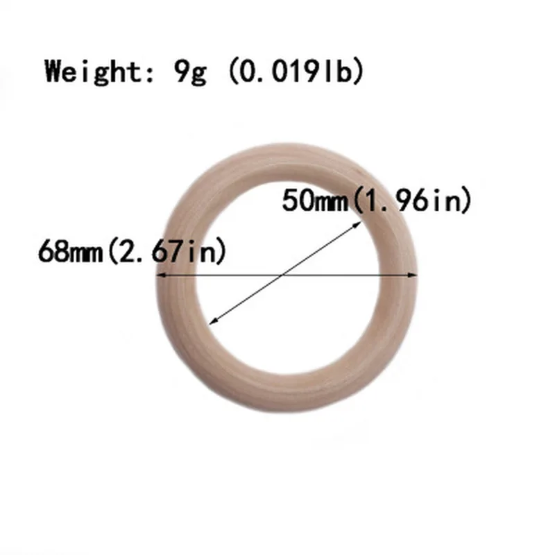 5 шт. Новая мода 55 мм/70 мм детские деревянные кольца для прорезывания зубов Ожерелье Браслет DIY ремесла натуральные детские игрушки - Цвет: 5pcs 70mm
