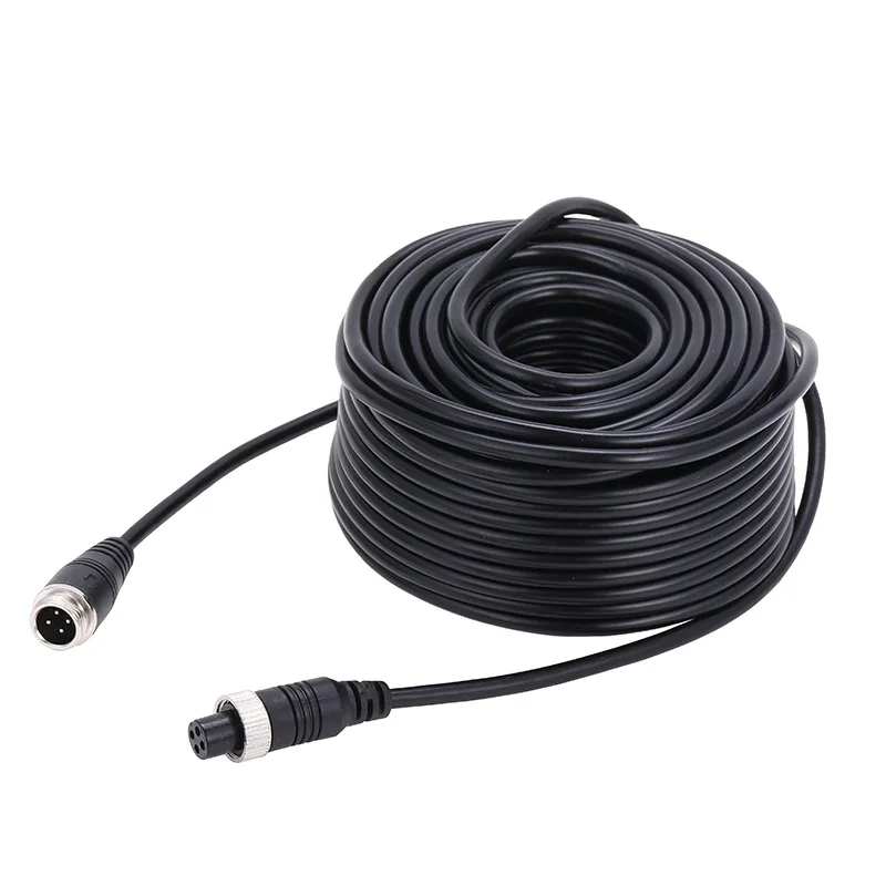 4-Pin Aviation Video Extension Cable 5M 15M for Truck Bus Monitor and Rear View Camera Connection