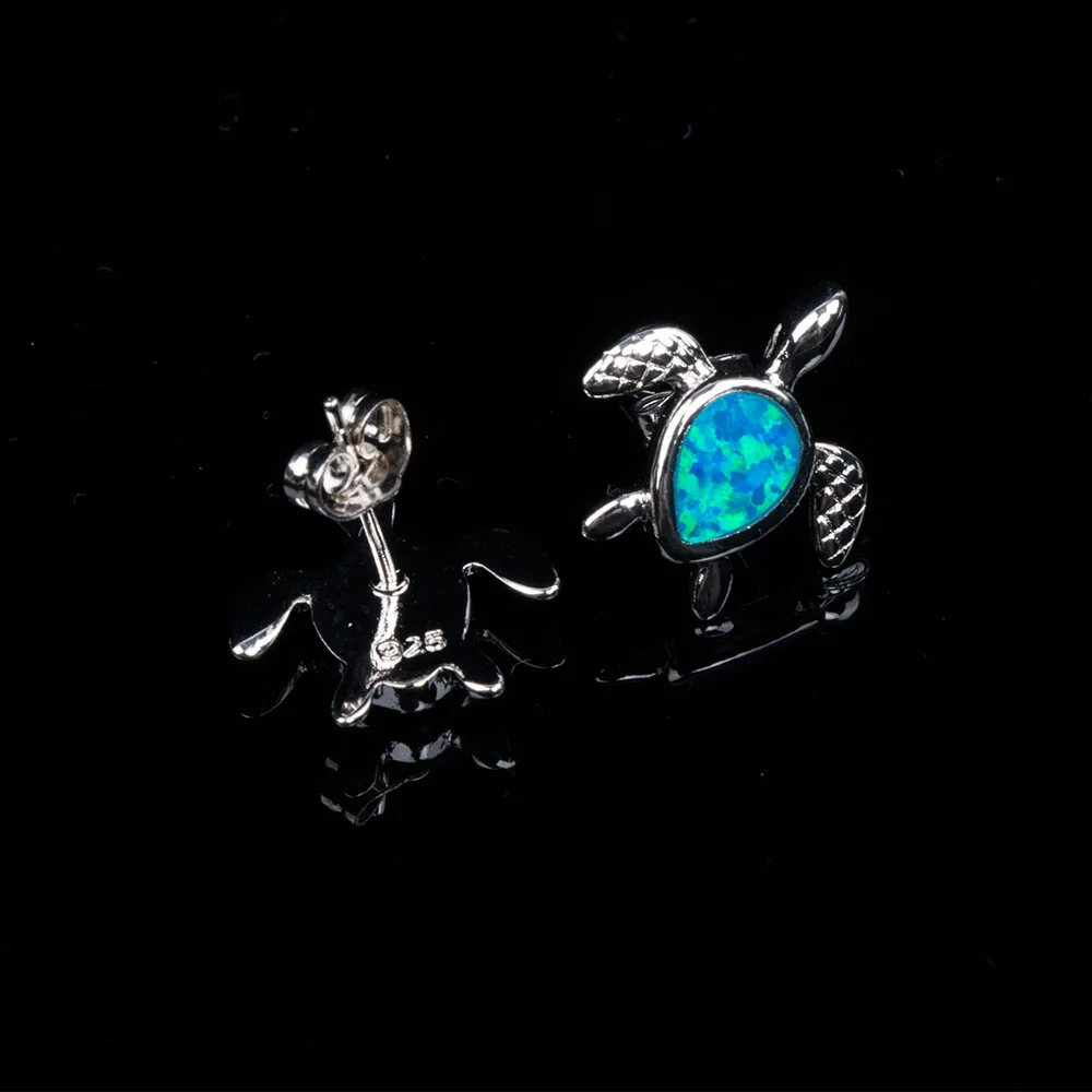 Personality Cute Turtle Artificial Fire Opal Stud Earrings Ladies Exquisite Holiday Gift Creative Animal Earrings Jewelry