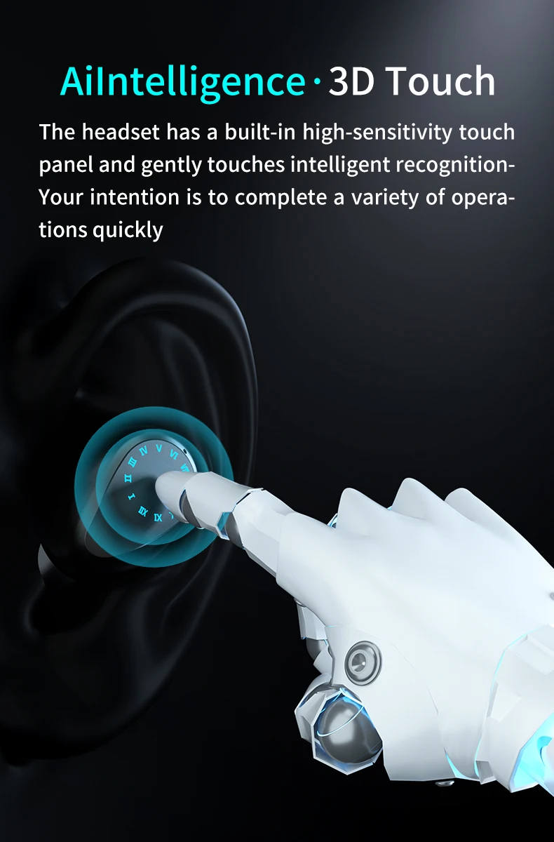 TWS  Earplug Earphones Bluetooth 5.1 Headset Sports Stereo 9D Noise Reduction Touch Wireless Headphones LED Display Charging Box