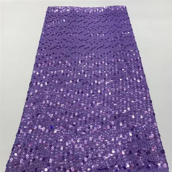 

2020 high quality French Nigerian sequins net lace,African tulle mesh sequence lace fabric for party dress 5yards/lot