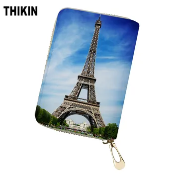 

THIKIN Famous Eiffel Tower in Paris Pattern Print Women ID Card Holder Travel Wallet for Credit Cards Porte Carte Business Box