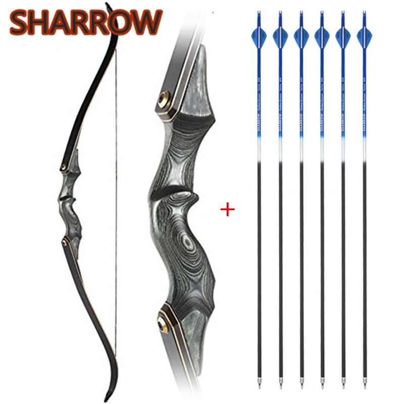 

30-60lbs 60Inch Archery Takedown Recurve Bow Right Hand Hunting Bow With SP 500 Carbon Arrows For Hunting Shooting Target Sports