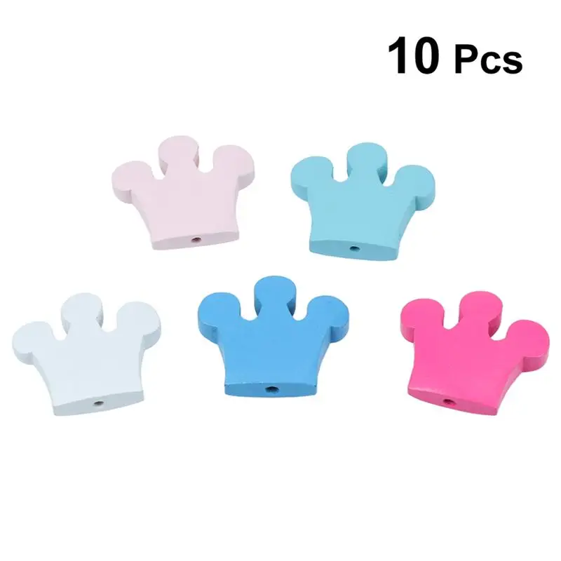 10 шт деревянные поделки Корона развивающие окрашенные смешанный цвет шарики для