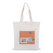 Милая Холщовая Сумка-тоут с рисунком собаки из мультфильма, текстовая сумка для рукоделия, индивидуальная печать логотипа, повседневное использование, Экологичная многоразовая хозяйственная сумка, переработанная