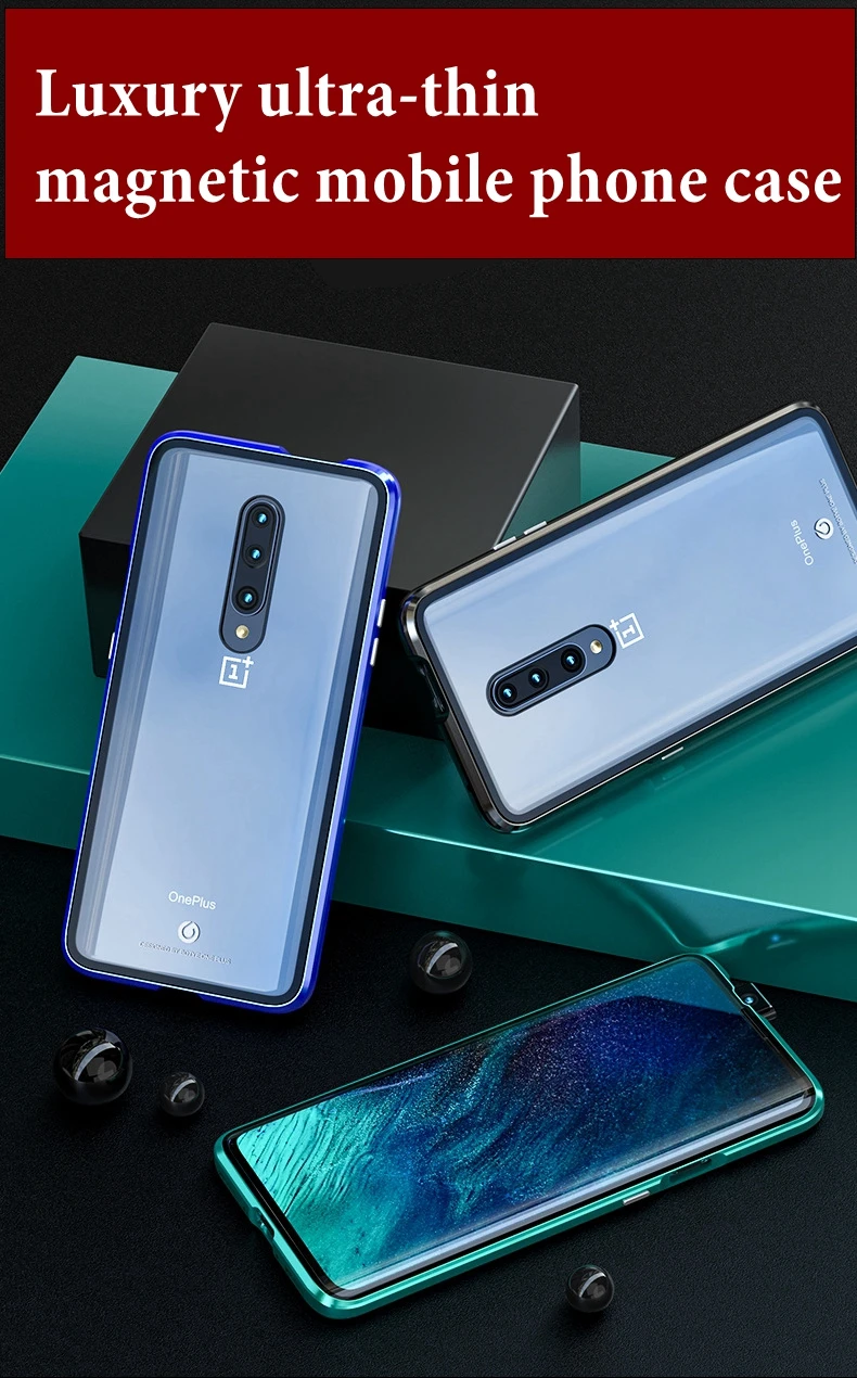HTMOTXY Магнитный двойной чехол из закаленного стекла для телефона s для Oneplus 7 Pro Чехол из закаленного стекла с металлической рамкой для Oneplus 7 чехлы